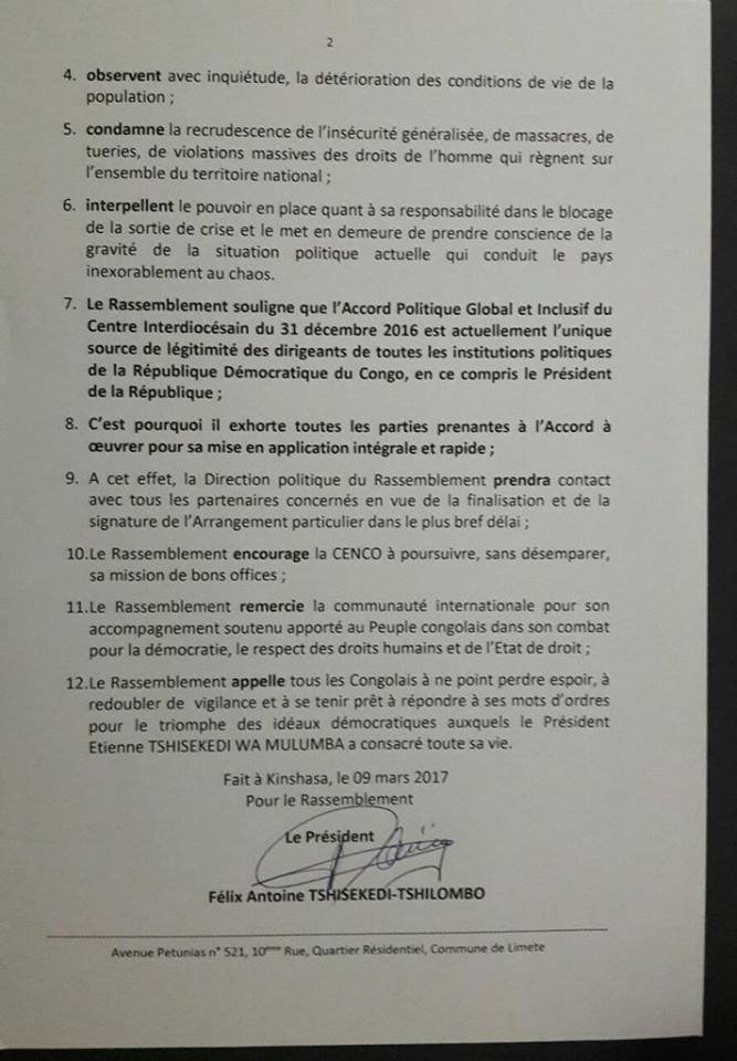rassop communiqué