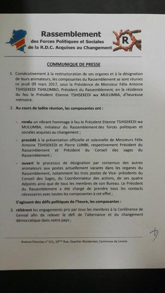 rassop communiqué