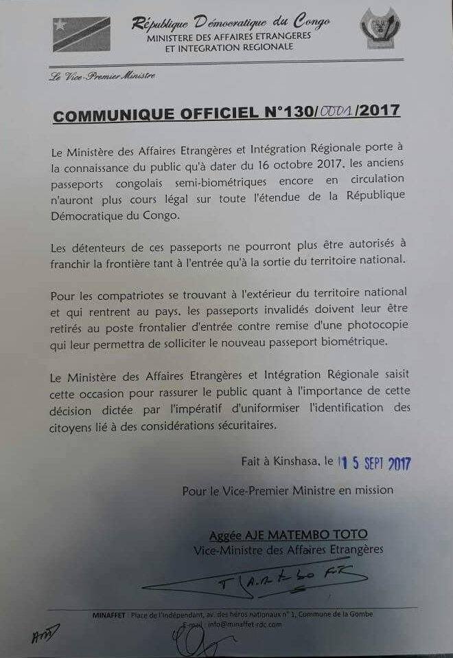 Communiqué - Ministère Des Affaires Etrangères