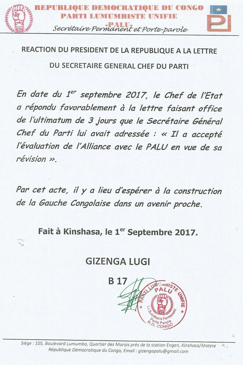 Communiqué Palu du 1er septembre