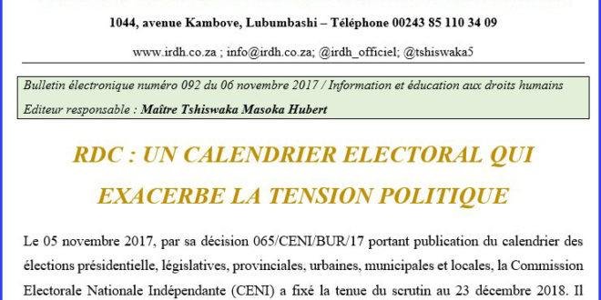 IRDH - Réaction CAlendrier CENI