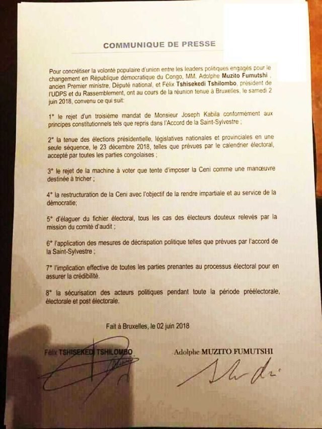 Communiqué - Fatshi et Muzito