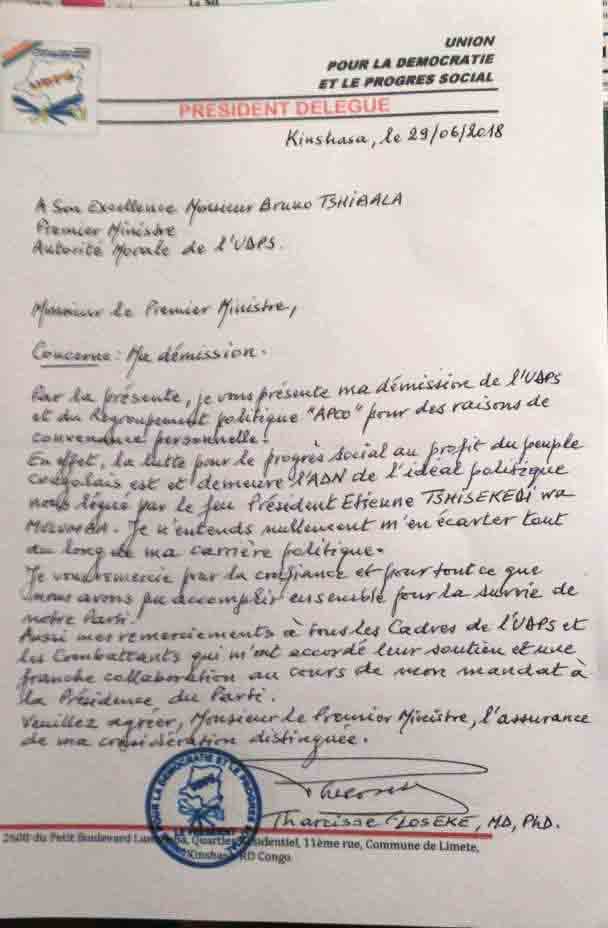 Lettre demission Loseke