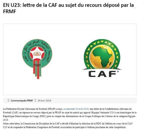 Caf disqualification RDC U23