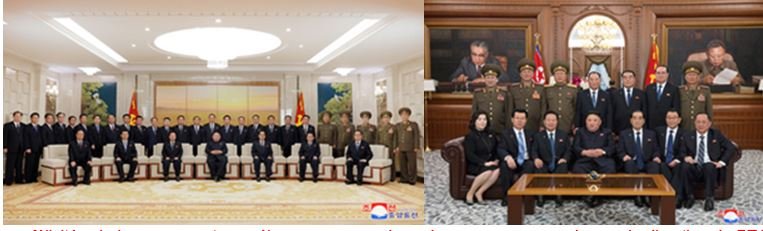 Le Dirigeant Suprême KIM JONG UN se fait photographier avec les membres des organisations de direction du Parti et de l’Etat nouvellement élus-