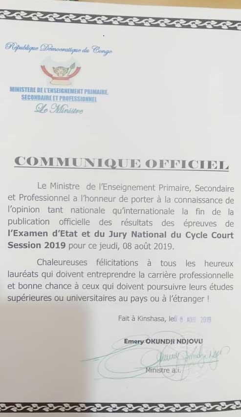 L’EPSP clôture la publication des résultats de l’Examen d’Etat et du Jury national ce jeudi 08 aout