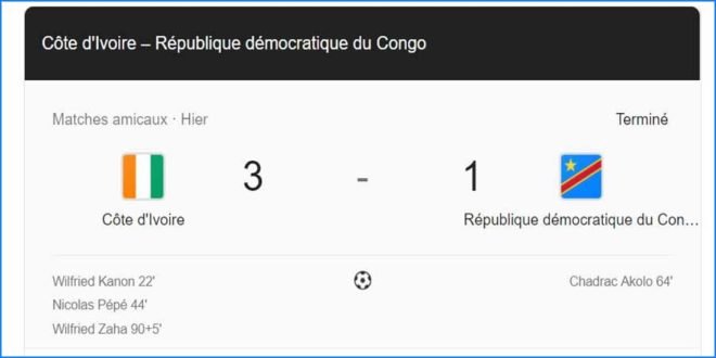 Amical RDC vs Côte d'Ivoire