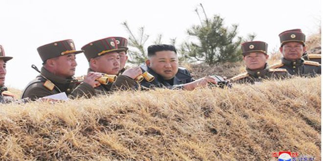 KIM JONG UN dirige la compétition de canonnage des Unités interarmes du Secteur Ouest du Front
