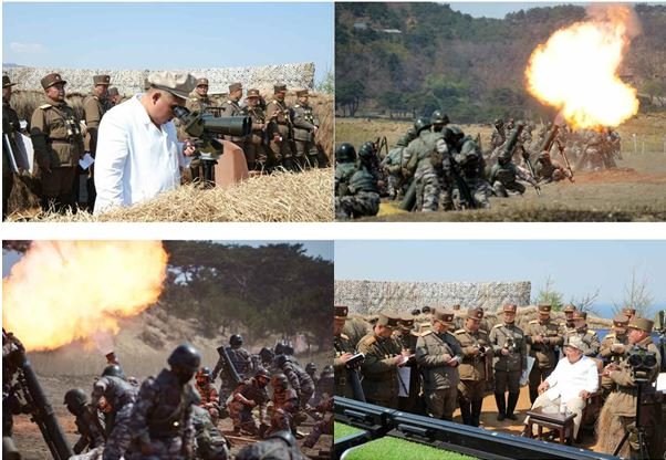 KIM JONG UN dirige l’exercice de tir des Unités de mortier des Corps d’armée de l’Armée Populaire de Corée 1