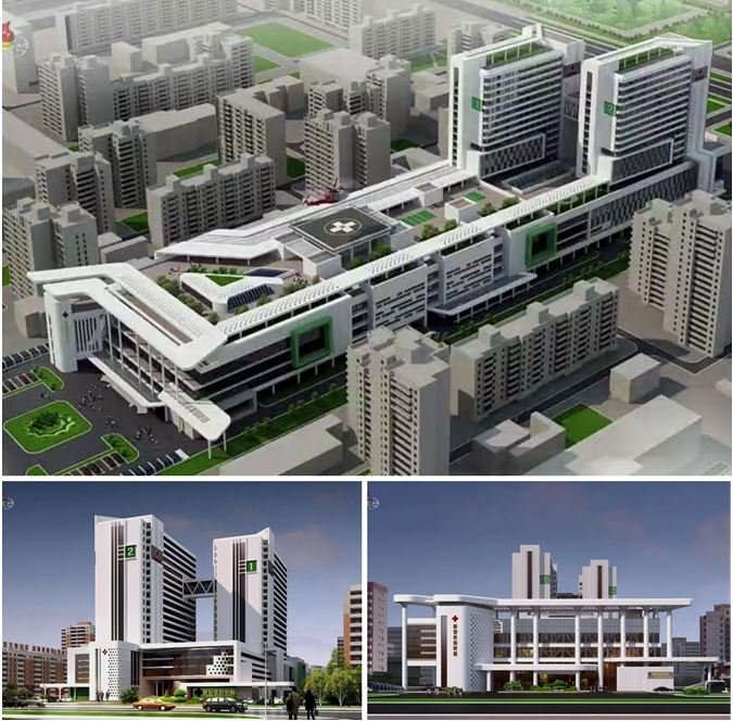 2) Un complexe hospitalier en construction à Pyongyang