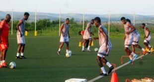 Les Léopards de la RDC en séance d'entraînement au centre Kurara Mpova dans la commune de N'Sele