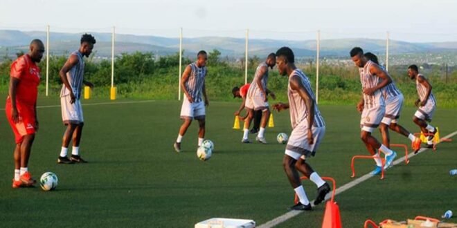 Les Léopards de la RDC en séance d'entraînement au centre Kurara Mpova dans la commune de N'Sele