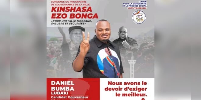 Gouvernorat Kinshasa : Daniel Bumba de l'UDPS porte sa candidature pour la modernité et tordre le cou à l'insalubrité, l'insécurité